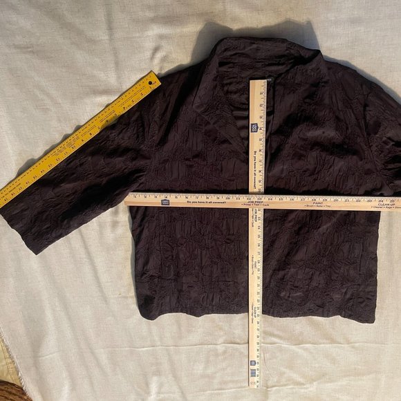 Eileen Fisher Silk Blazer Jacket Kimono Brown 3/4 Sleeve Textured Print, XL - Picture 8 of 9
